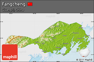 Physical Map of Fangcheng, single color outside