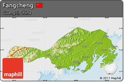 Physical Map of Fangcheng, single color outside
