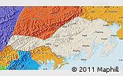 Shaded Relief Map of Fangcheng, political outside