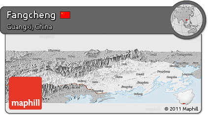 Gray Panoramic Map of Fangcheng