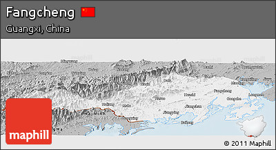 Gray Panoramic Map of Fangcheng