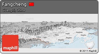 Gray Panoramic Map of Fangcheng