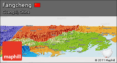 Physical Panoramic Map of Fangcheng, political outside