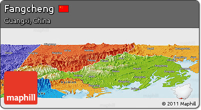 Physical Panoramic Map of Fangcheng, political outside