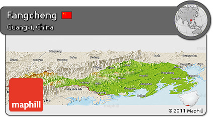 Physical Panoramic Map of Fangcheng, shaded relief outside