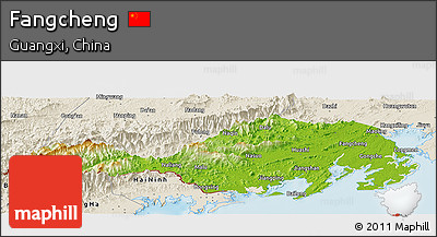 Physical Panoramic Map of Fangcheng, shaded relief outside