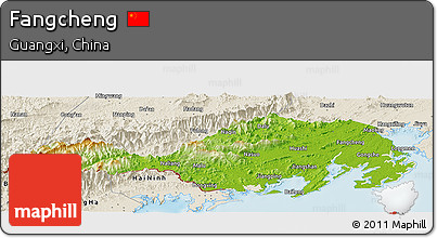 Physical Panoramic Map of Fangcheng, shaded relief outside