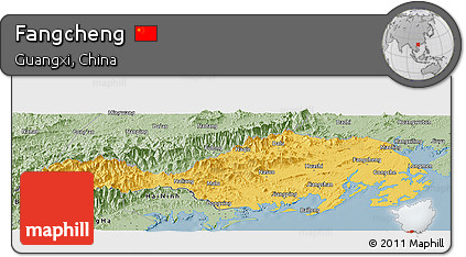 Savanna Style Panoramic Map of Fangcheng