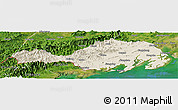 Shaded Relief Panoramic Map of Fangcheng, satellite outside
