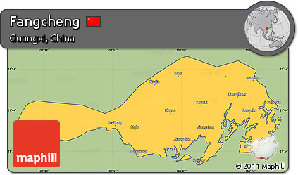 Savanna Style Simple Map of Fangcheng, cropped outside