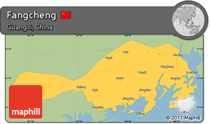 Savanna Style Simple Map of Fangcheng, single color outside