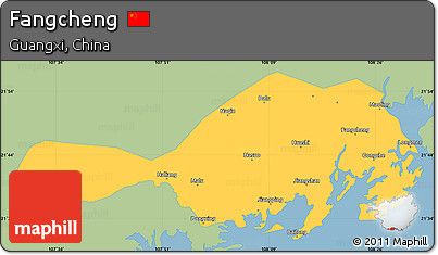 Savanna Style Simple Map of Fangcheng, single color outside