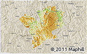 Physical 3D Map of Fengshan, shaded relief outside