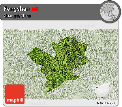 Satellite 3D Map of Fengshan, lighten