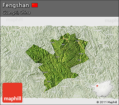 Satellite 3D Map of Fengshan, lighten