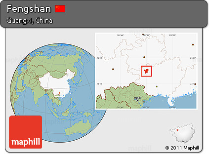 Savanna Style Location Map of Fengshan, highlighted country