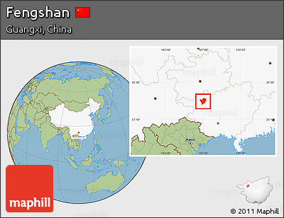 Savanna Style Location Map of Fengshan, highlighted country