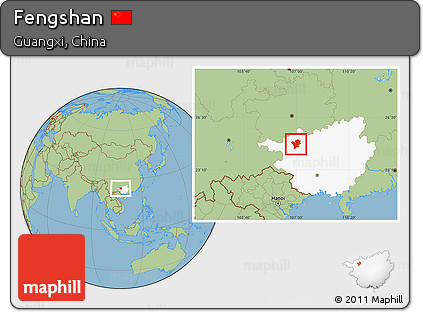 Savanna Style Location Map of Fengshan, highlighted parent region