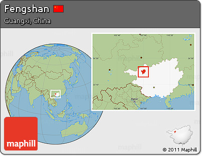 Savanna Style Location Map of Fengshan, highlighted parent region
