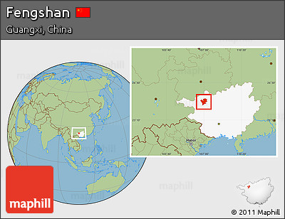 Savanna Style Location Map of Fengshan, highlighted parent region