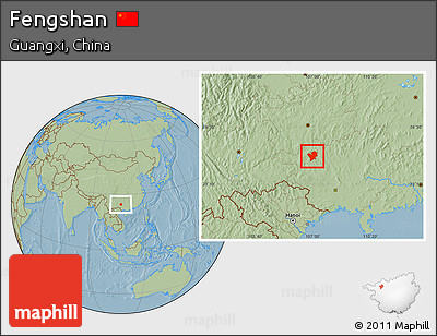 Savanna Style Location Map of Fengshan, hill shading