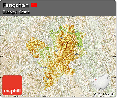 Physical Map of Fengshan, lighten