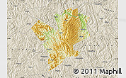 Physical Map of Fengshan, shaded relief outside