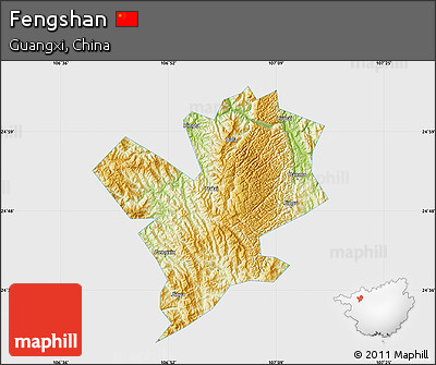 Physical Map of Fengshan, single color outside