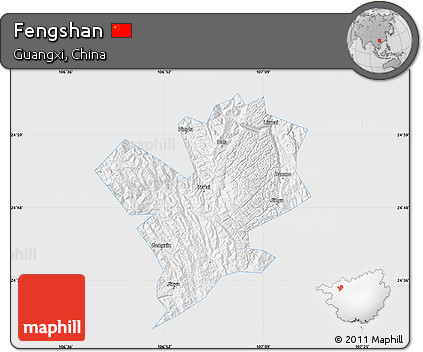 Silver Style Map of Fengshan, single color outside