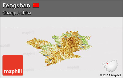 Physical Panoramic Map of Fengshan, cropped outside