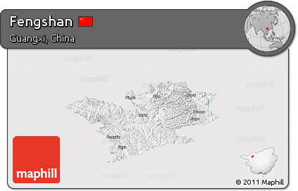 Silver Style Panoramic Map of Fengshan, single color outside