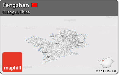 Silver Style Panoramic Map of Fengshan, single color outside