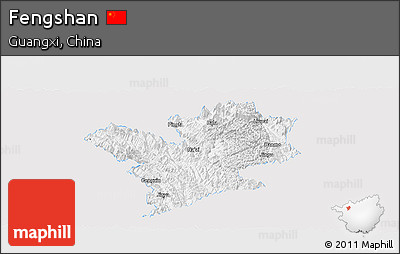 Silver Style Panoramic Map of Fengshan, single color outside