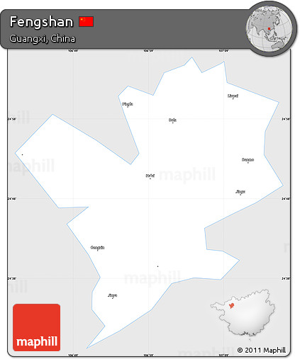 Silver Style Simple Map of Fengshan, single color outside