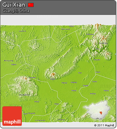 Physical 3D Map of Gui Xian