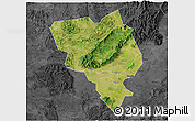 Satellite 3D Map of Gui Xian, darken, desaturated