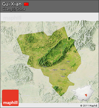 Satellite 3D Map of Gui Xian, lighten
