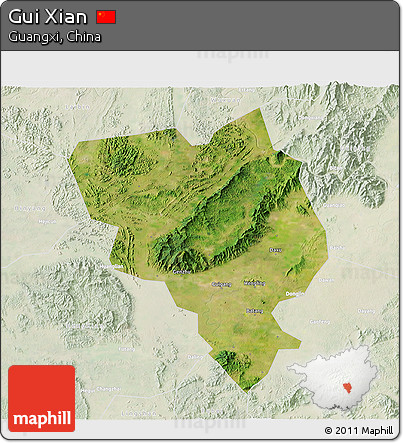 Satellite 3D Map of Gui Xian, lighten