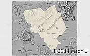 Shaded Relief 3D Map of Gui Xian, darken, desaturated