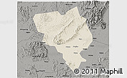 Shaded Relief 3D Map of Gui Xian, darken, semi-desaturated