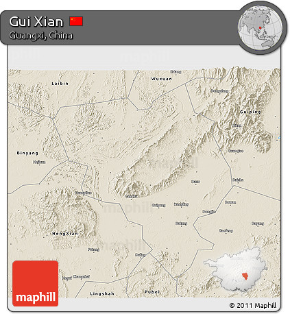 Shaded Relief 3D Map of Gui Xian