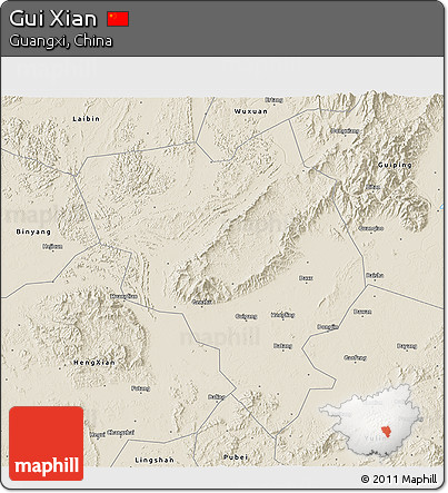 Shaded Relief 3D Map of Gui Xian
