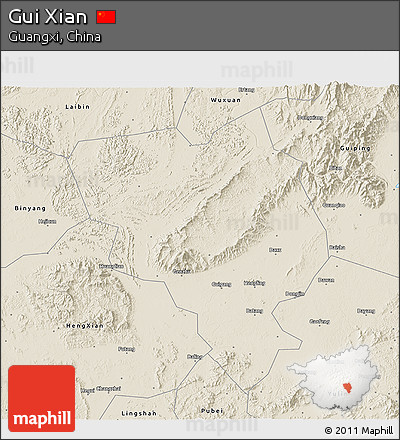 Shaded Relief 3D Map of Gui Xian