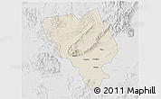 Shaded Relief 3D Map of Gui Xian, lighten, desaturated