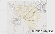 Shaded Relief 3D Map of Gui Xian, lighten, semi-desaturated