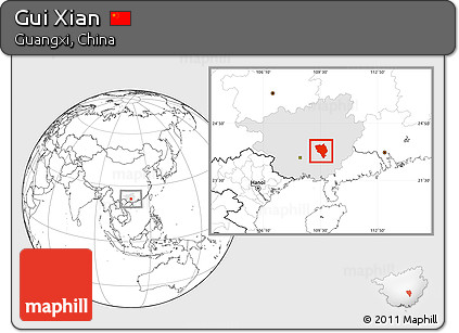 Blank Location Map of Gui Xian, highlighted parent region