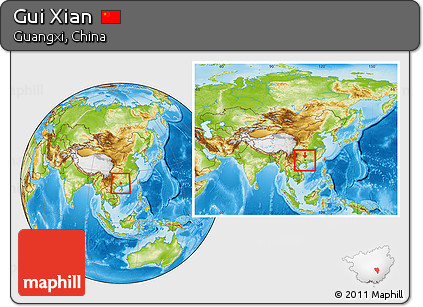 Physical Location Map of Gui Xian, within the entire country