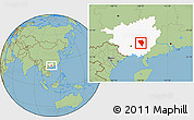 Savanna Style Location Map of Gui Xian, highlighted parent region