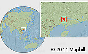 Savanna Style Location Map of Gui Xian, hill shading