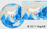 Shaded Relief Location Map of Gui Xian, highlighted country, within the entire country